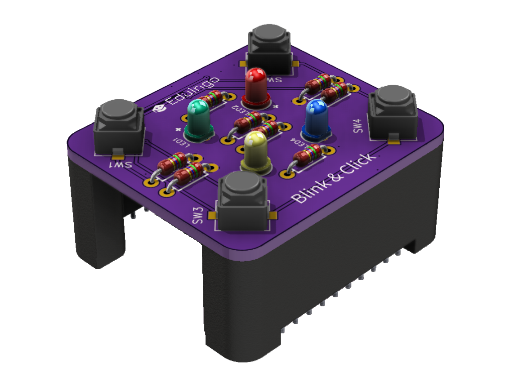 Eduingo Blink & Click module with four LEDs and buttons